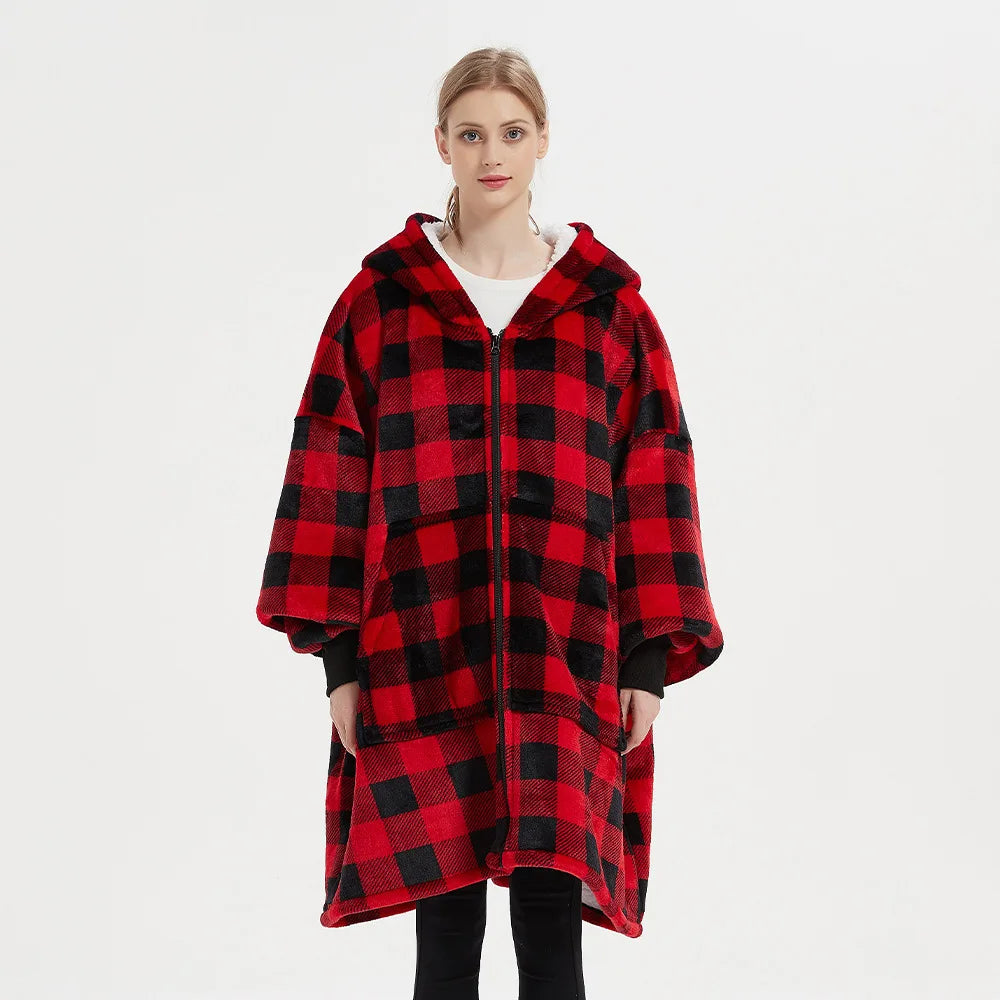 Lazy blanket Hooded Couple Zipper Pyjamas