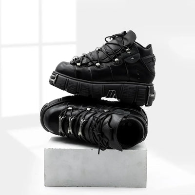Gothic Platform Leather Sneakers