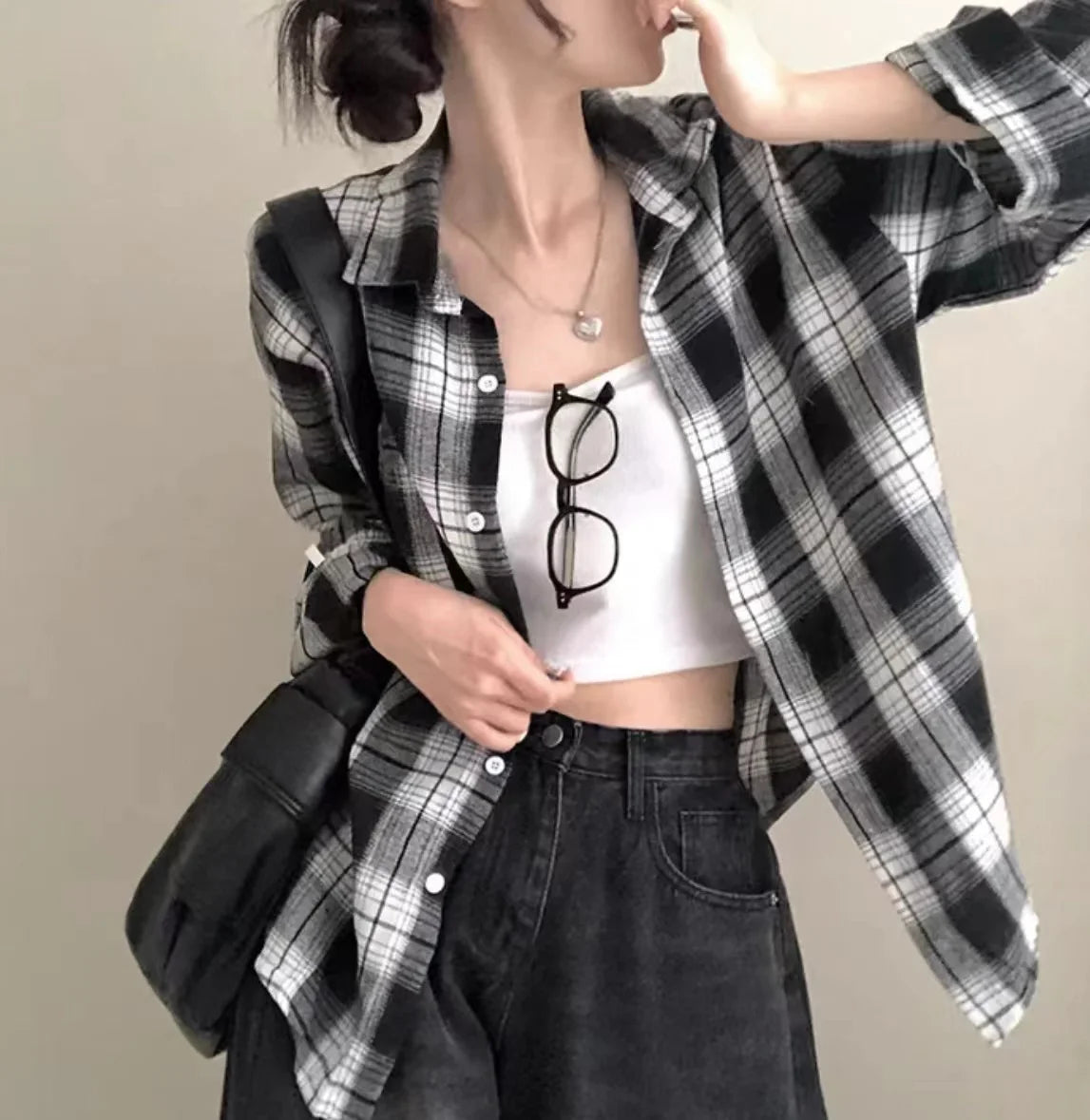 Soft Girl Korean Style Plaid Women's Summer Shirt