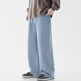 Baggy Elastic Waist Straight Leg Denim Jeans