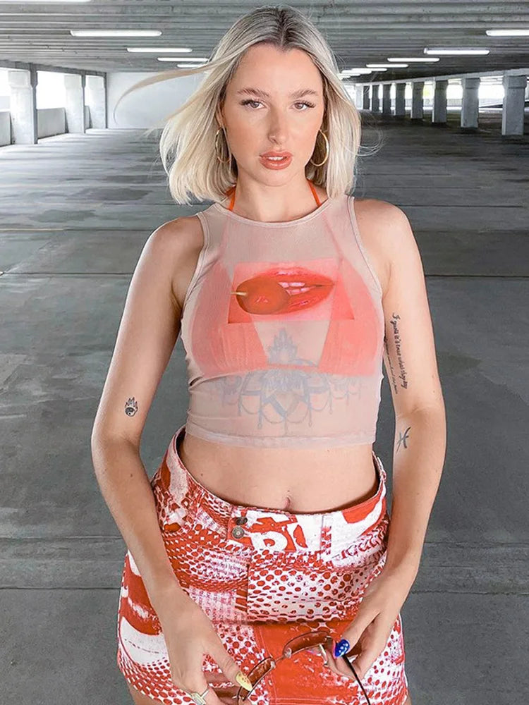Y2k Sleeveless Sexy Cute Crop Top