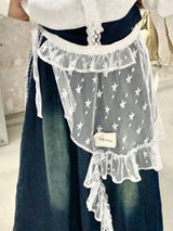 Gauze Lace Irregular Split Skirt