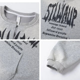 Gray Letter Print Off Shoulder Sweatshirt