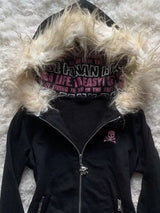 Gothic Punk Skull Fur Hoodie