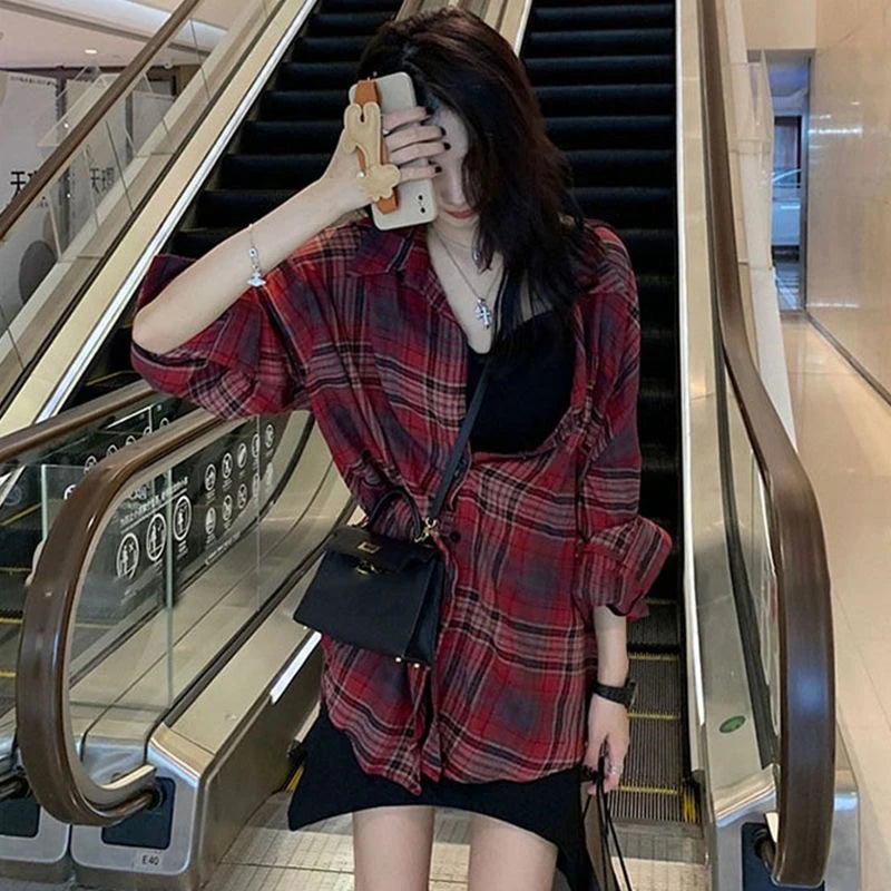 Summer Plaid Women's Oversized Shirt