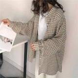 Soft Girl Plaid Button-Up Shirt