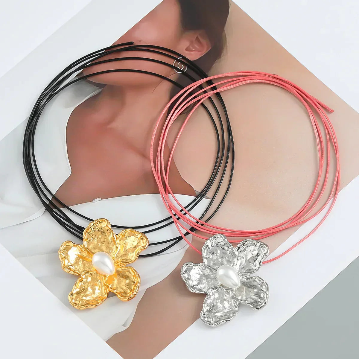 Collares Vintage de Flores de Metal