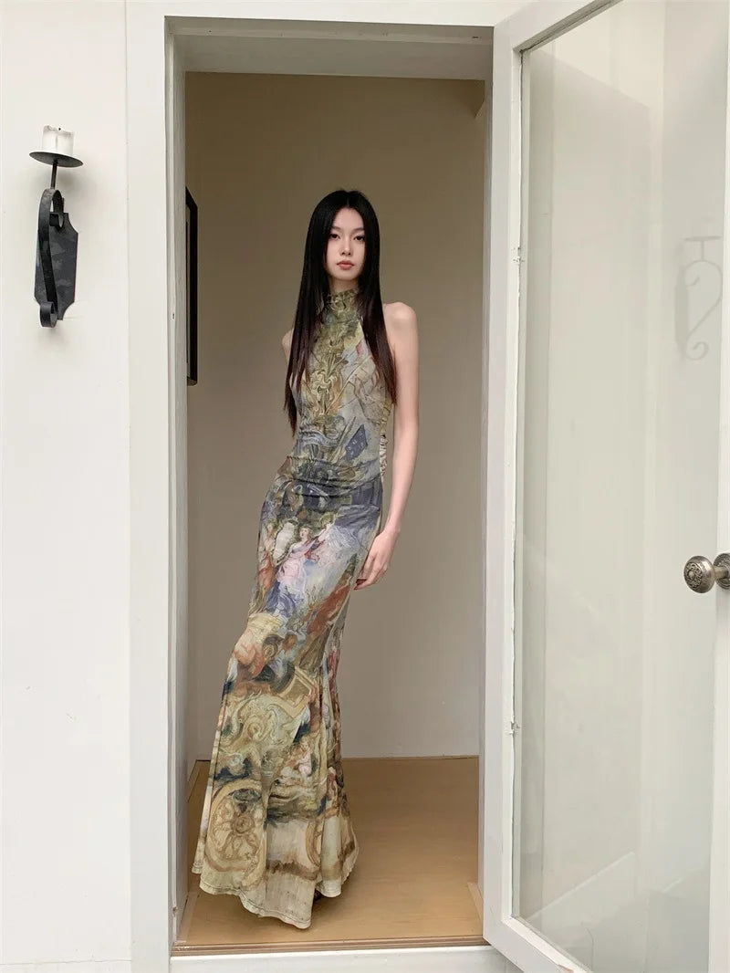 Renaissance Oil Painting Maxi Dress