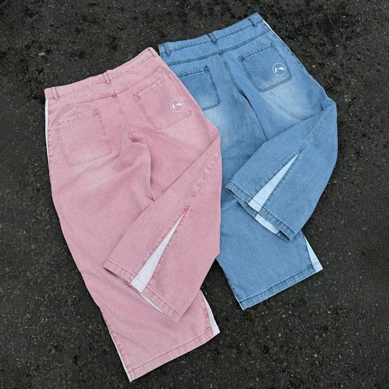 Y2K Splicing Stickerei Jeans