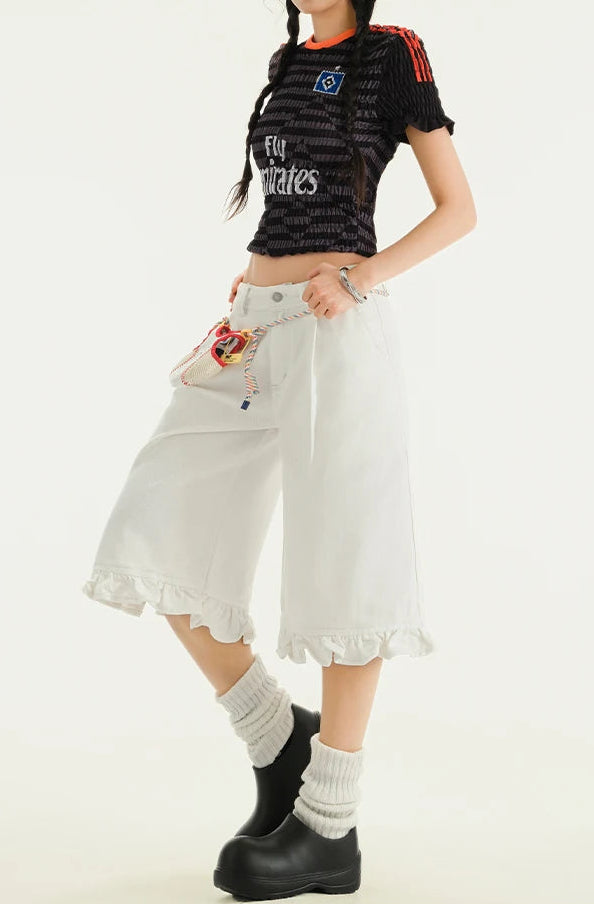 Y2K Ruffle Low Waist Jorts
