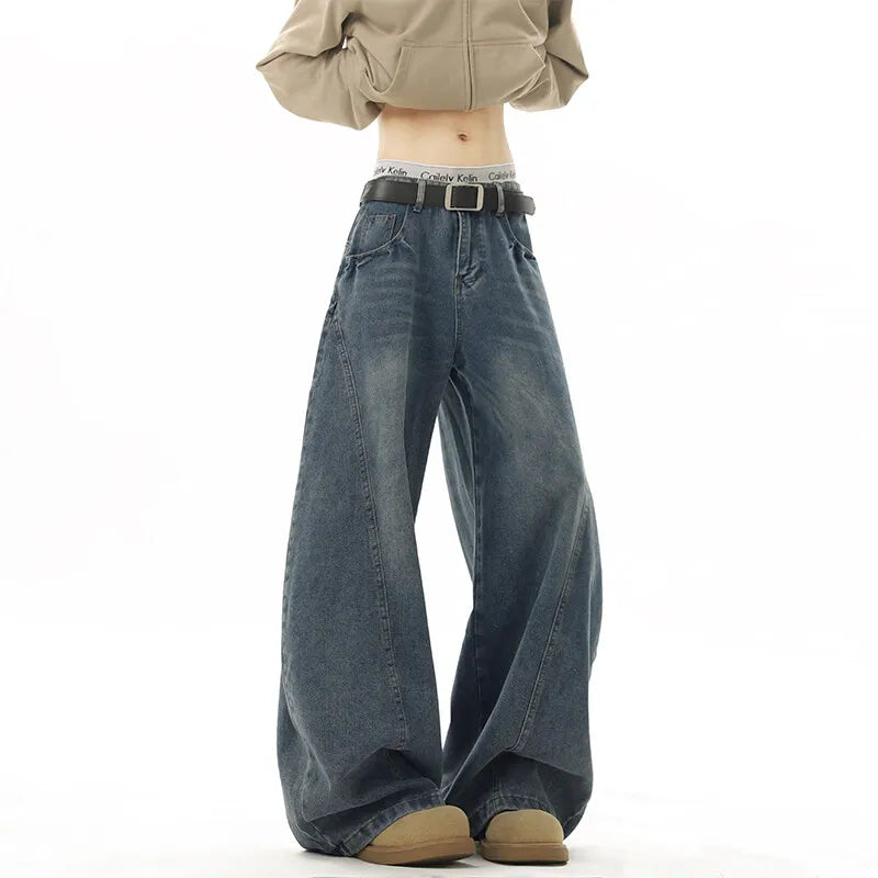 Funky Blue Wide Leg Denim Jeans