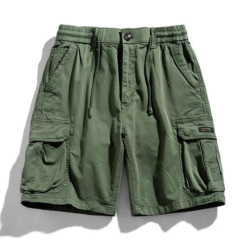Solid Elastic Waist  Multi Pocket Short
