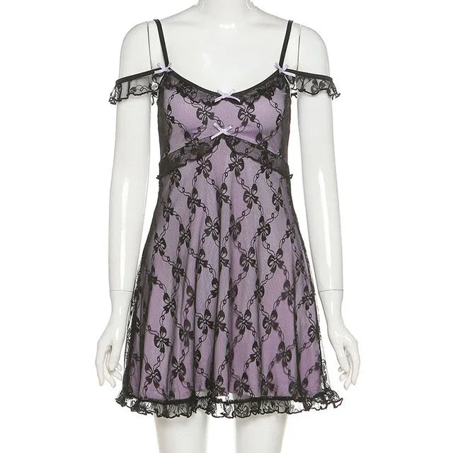 Minivestido Coquette drapeado con corte en A