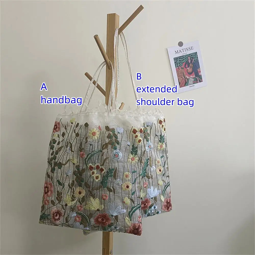 Summer Flowers Embroidery Shoulder Bag