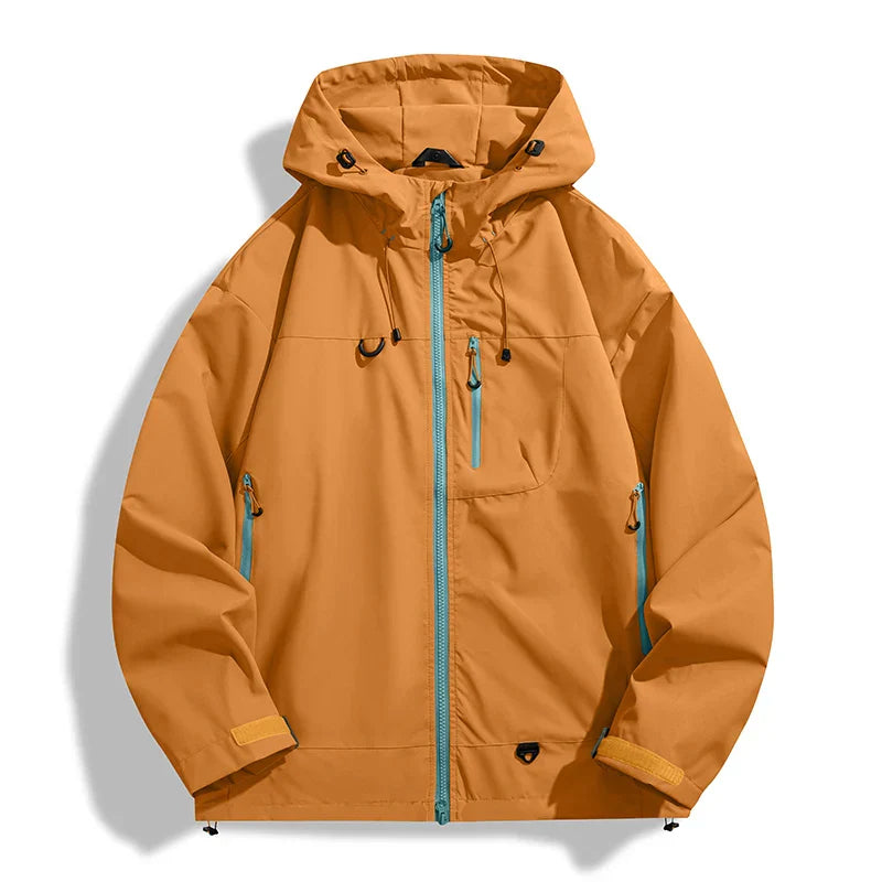 Solid Color Waterproof High Collar Windbreaker Jacket