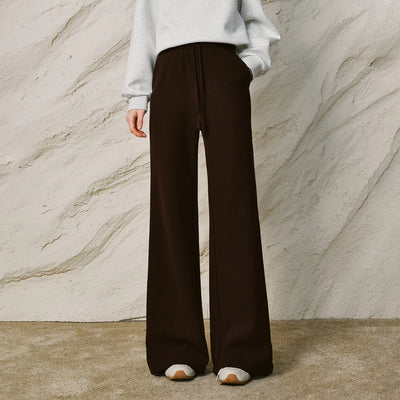 Elastic Waist Cashmere Straight Leg Pants