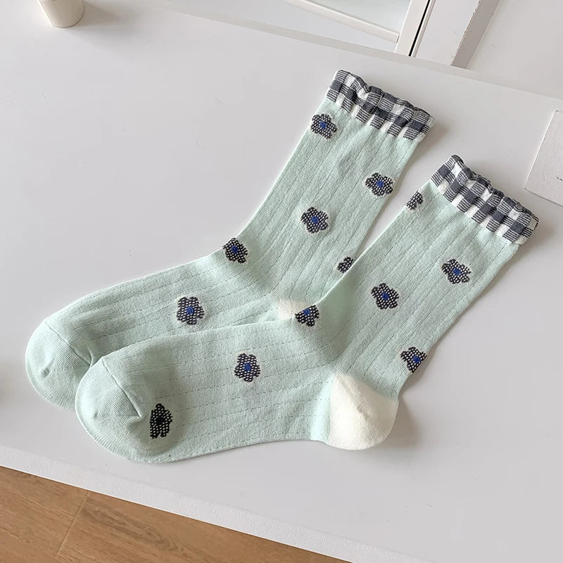 Trendy Summer Flower Breathable Transparent Socks