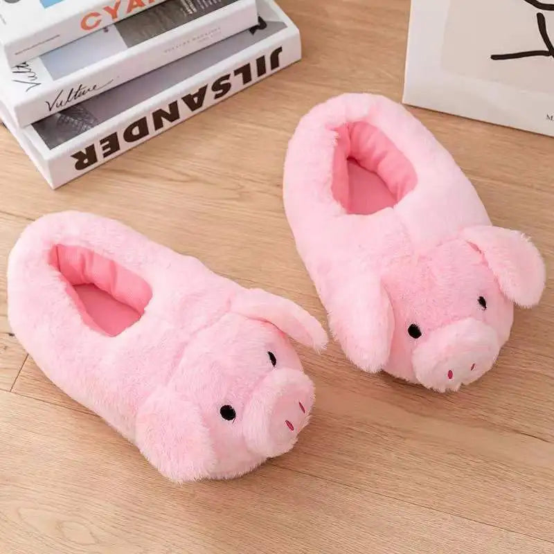 Cute Pink Pig Fuzzy Slippers
