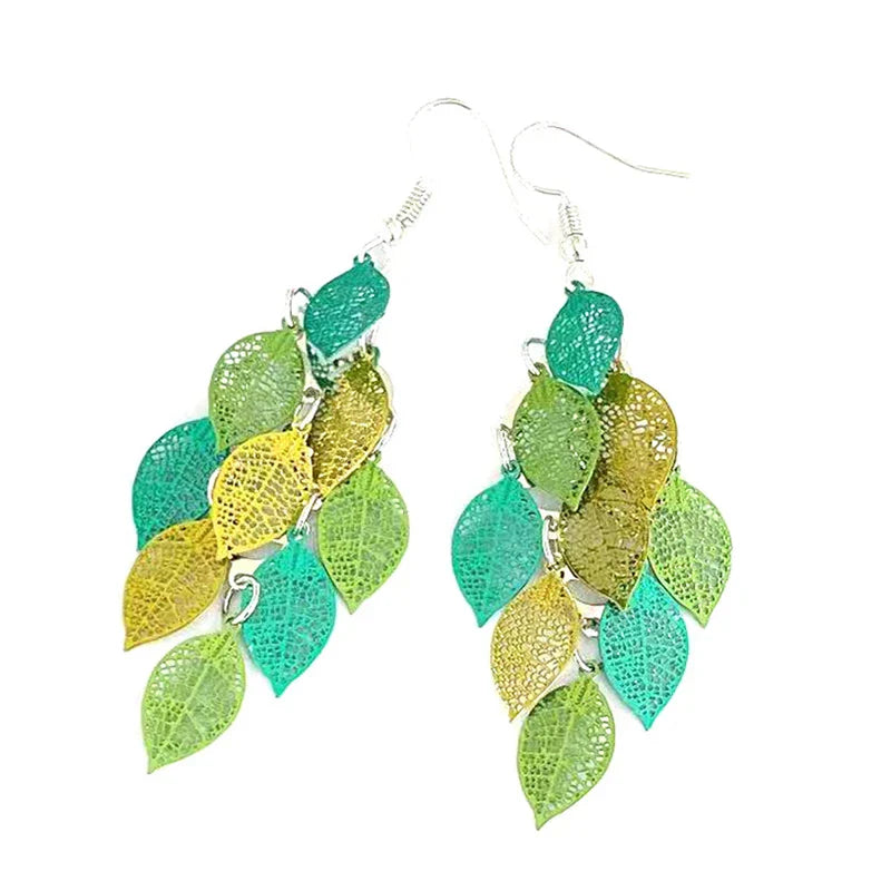 Vintage Hollow Leaves Shiny Earrings