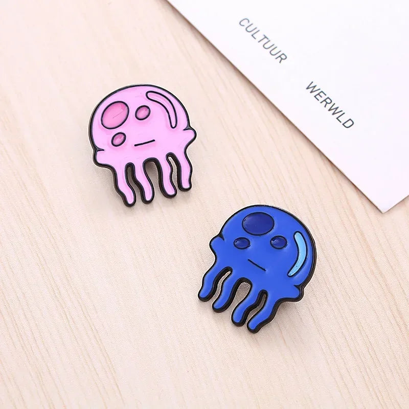 Blue Pink Jellyfish Animal Brooch
