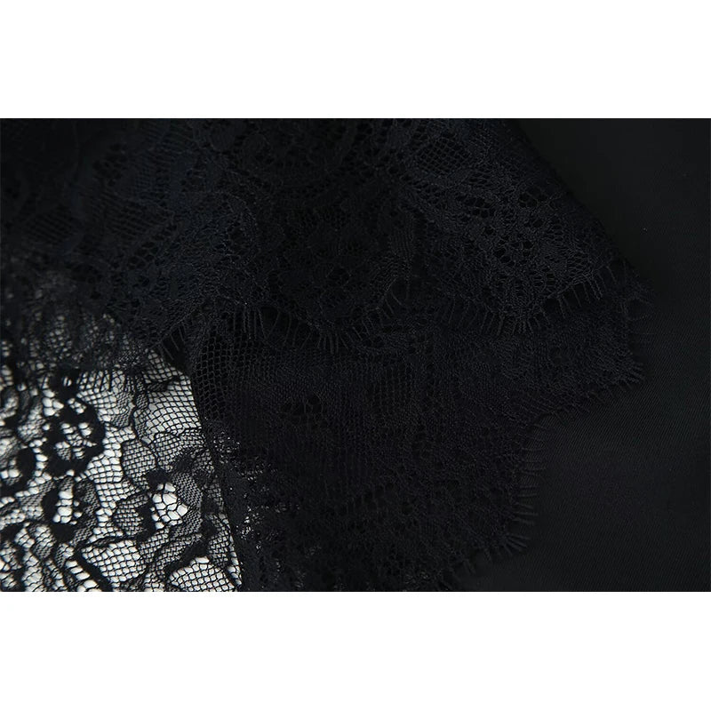 Sexy Summer Mini  Dress Lace Black Patchwork