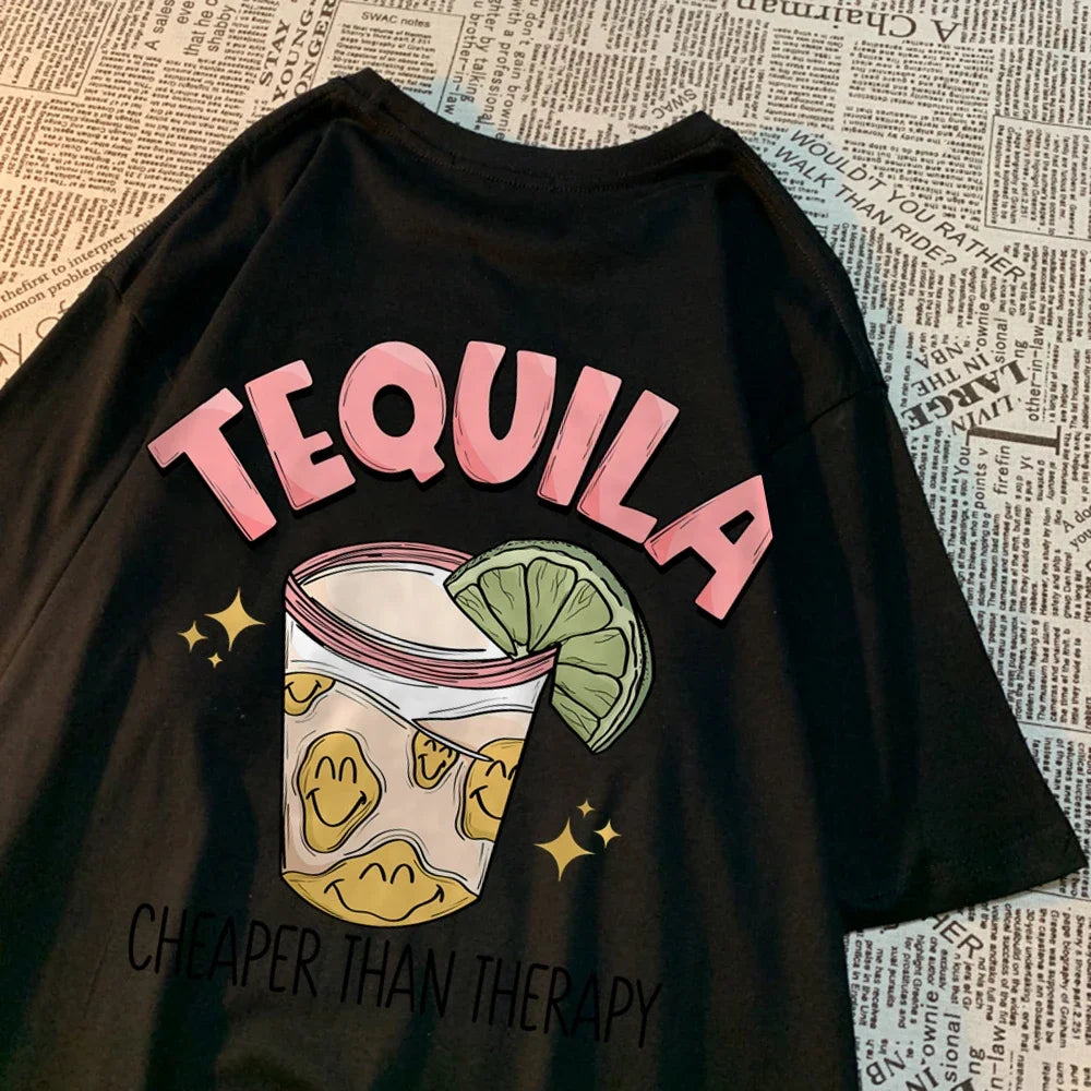 Creative Casual Round Neck Tequila T-Shirt