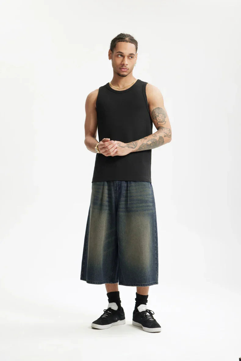 Faux Two-Tone-Denim-Jorts