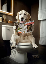 Dog Reading Newspaper Poster