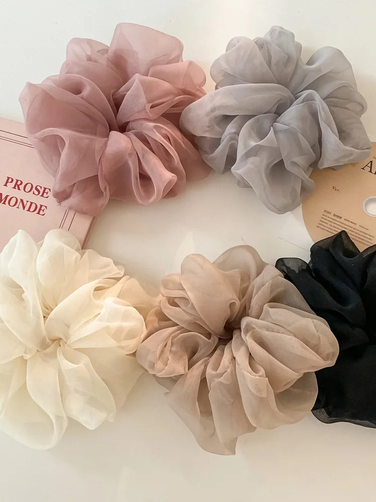 Large Chiffon Rubber Coquette Core Ponytail Holder