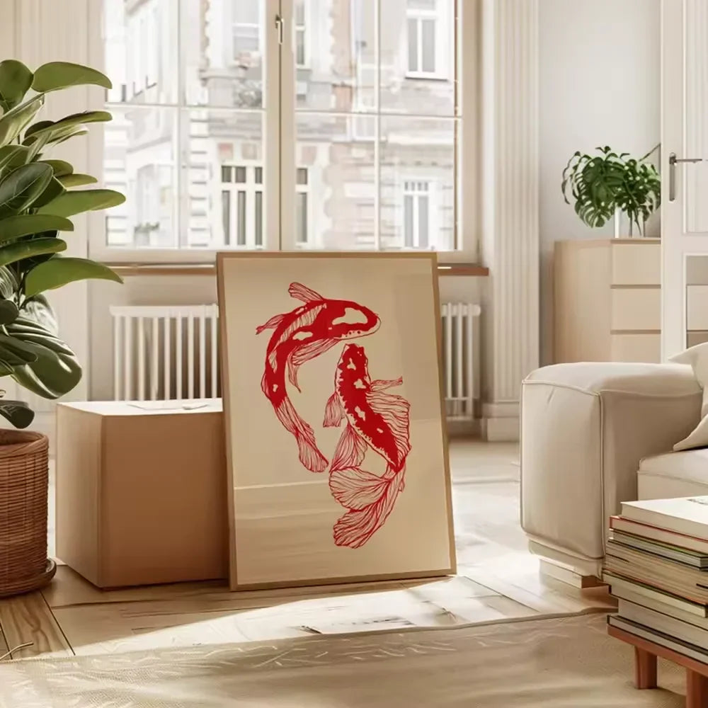 Vintage Red Koi Poster