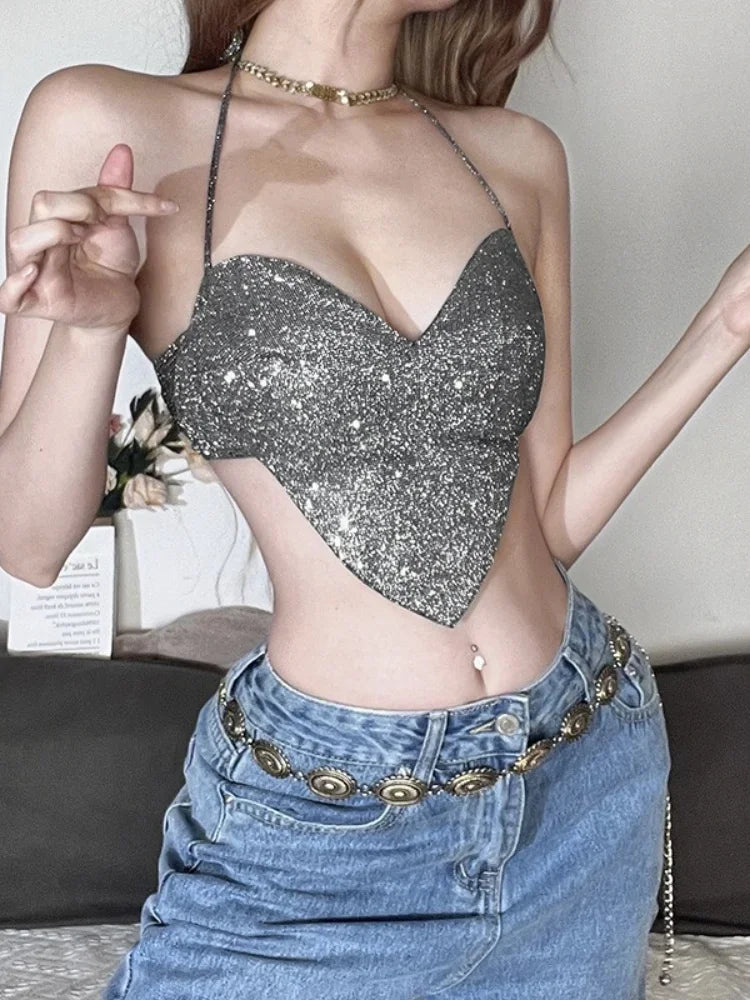 Y2k Short Halter Backless Crop Top