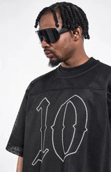 Double Sided Letter Print Mesh T-Shirt