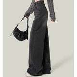 Retro Black Women's High Waist Wide Leg Jeans