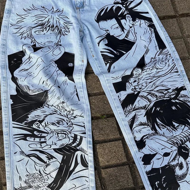 Y2K Casual High Waist Anime Jeans