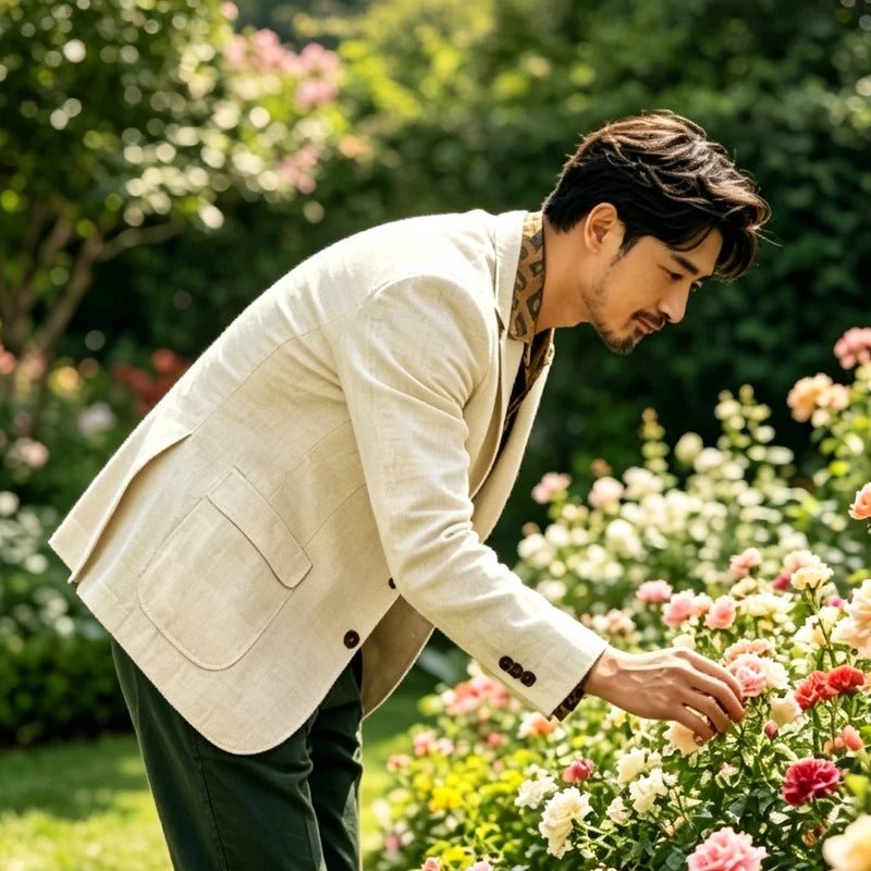 Italian Men Linen Suit Jacket