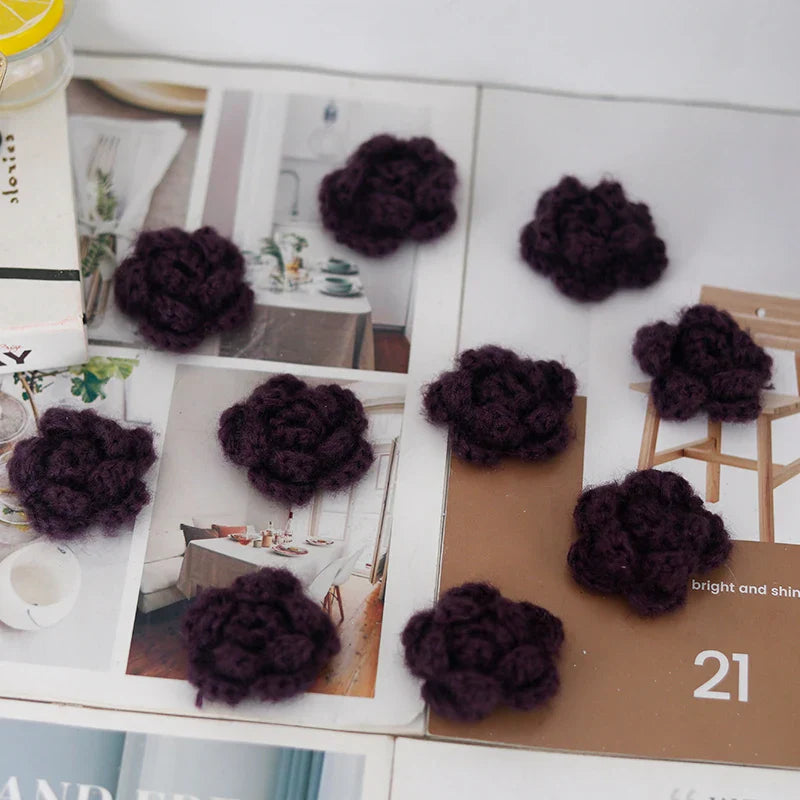 10 Parts Handmade Knitting Wool Crochet Flower Heads