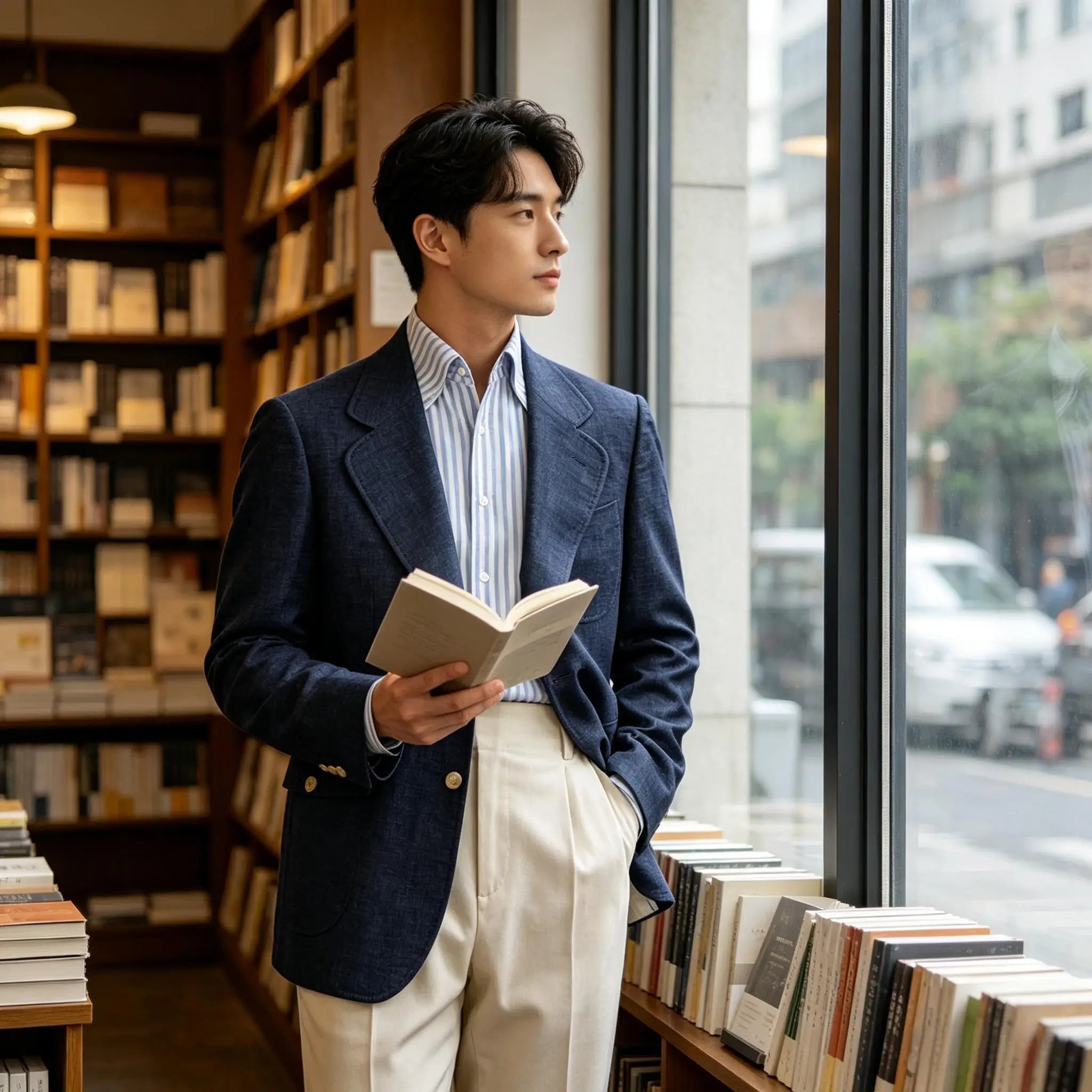 Men Natural Linen Blazer Suit Jacket