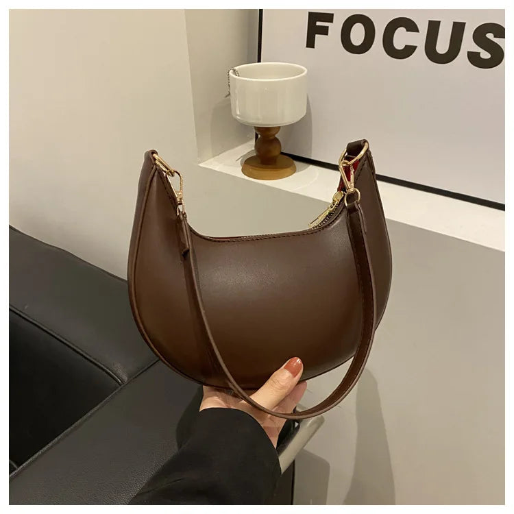 Crescent Moon Chic Leather Handbag