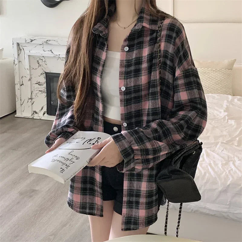 Stylish Black Plaid Flannel Jacket T-Shirt