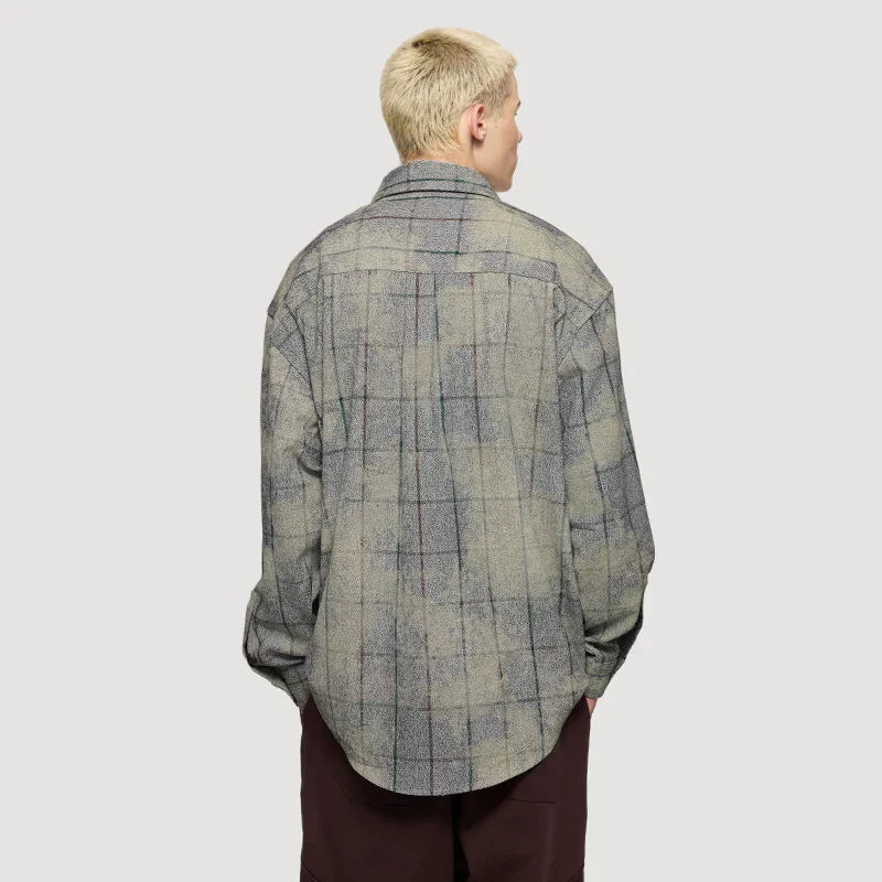 Y2k Plaid Oversized Long-Sleeved Shirt