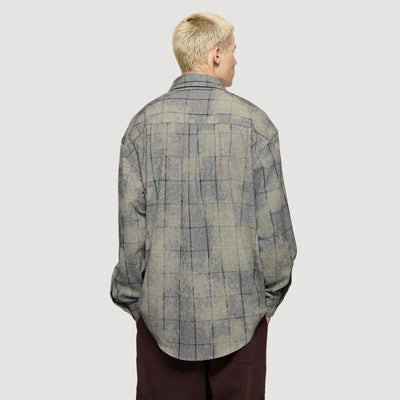 Y2k Plaid Oversized Long-Sleeved Shirt