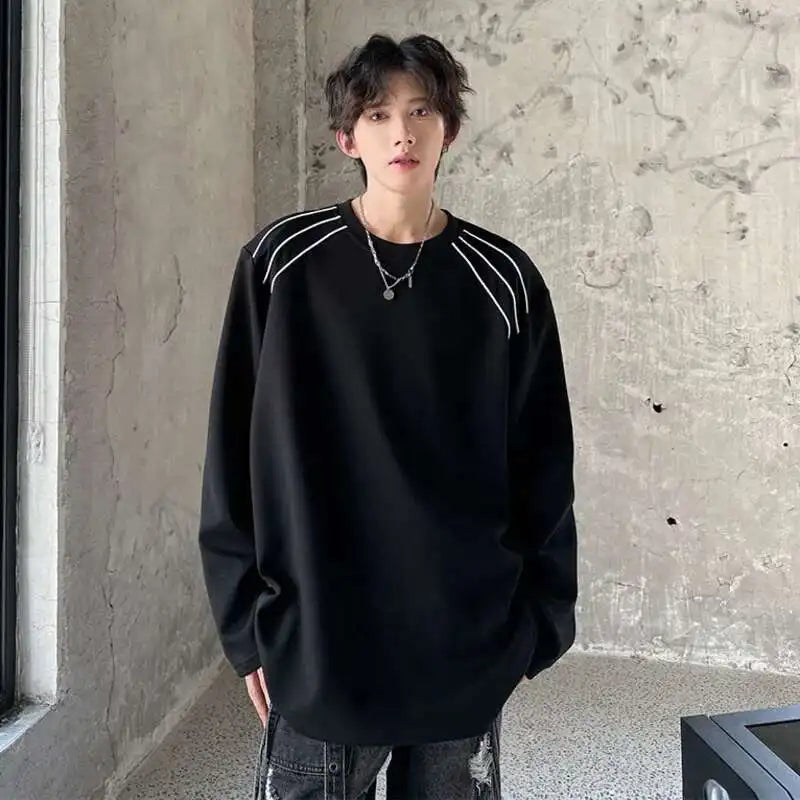 Padded Round Collar Long T-Shirt