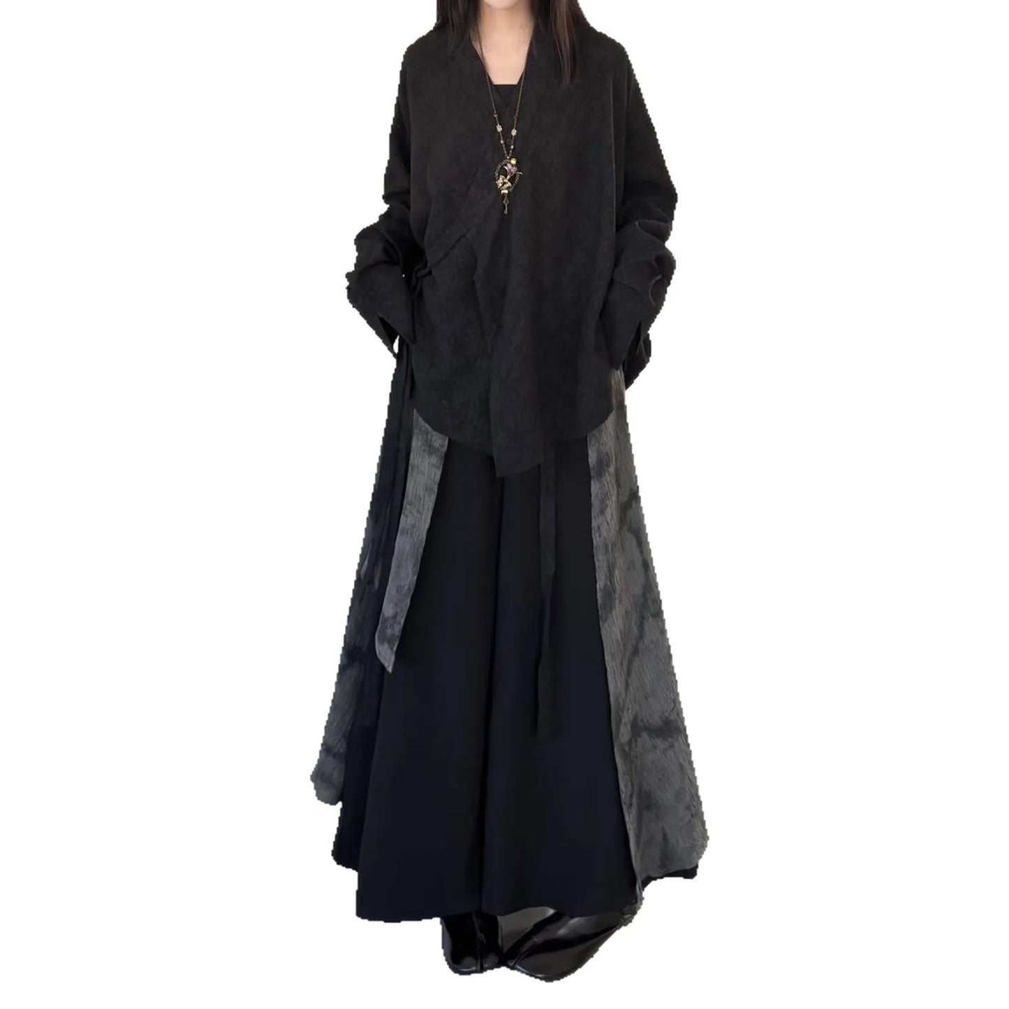 Grunge Black Kimono Blouse