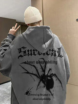 Gothic Spider Printed Oversized Hoodie