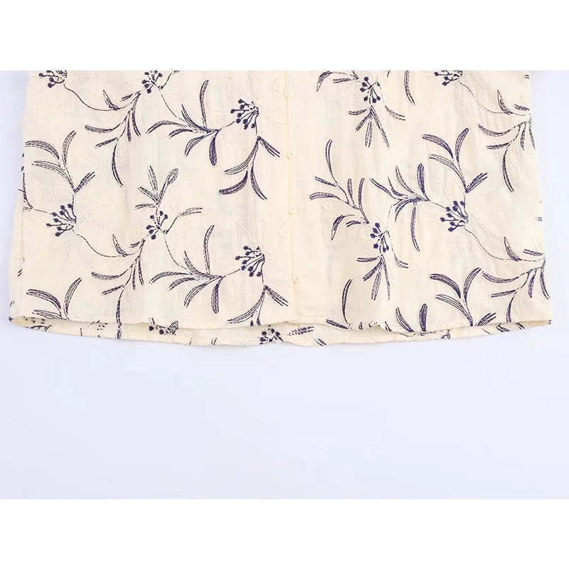 Casual Loose Embroidery Shirt Autumn Blouse