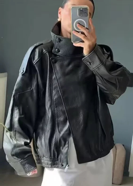 Women's Faux Leather Black Jacket