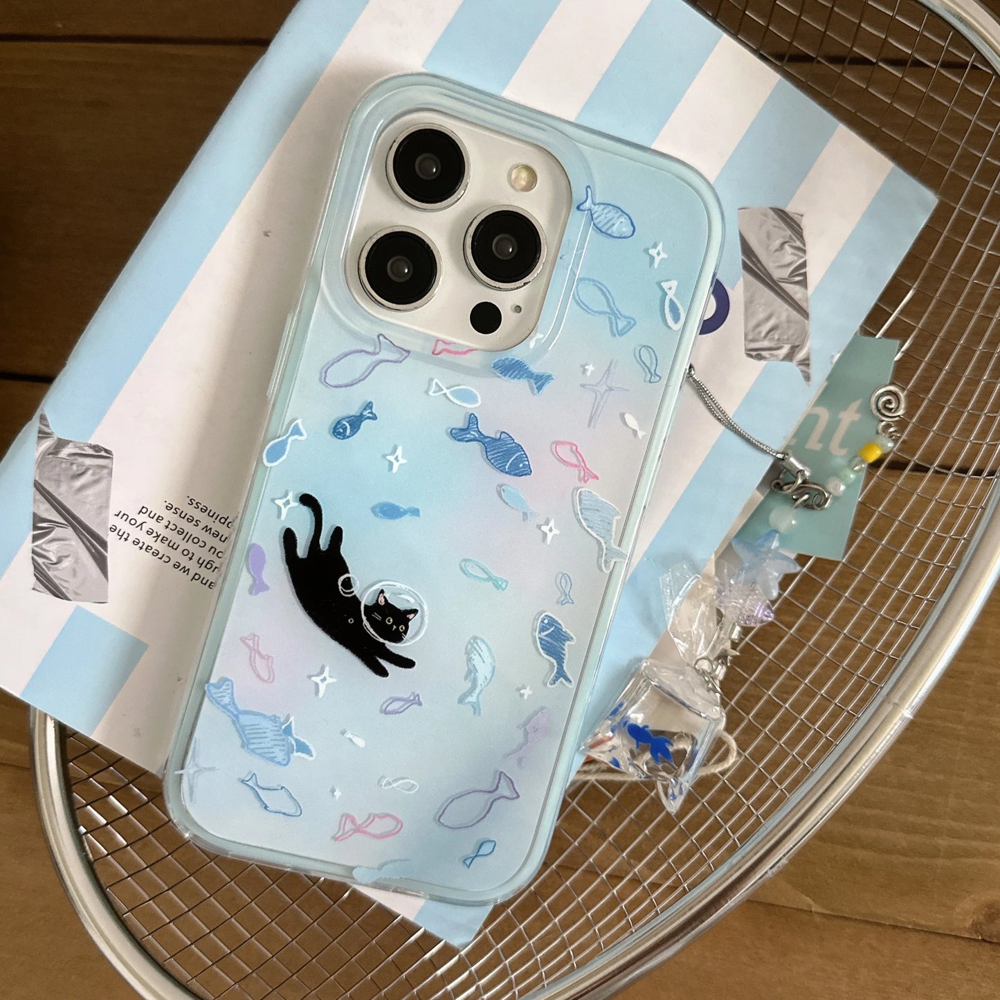 Blue Cartoon Fish Cat Fashion iPhone Cases