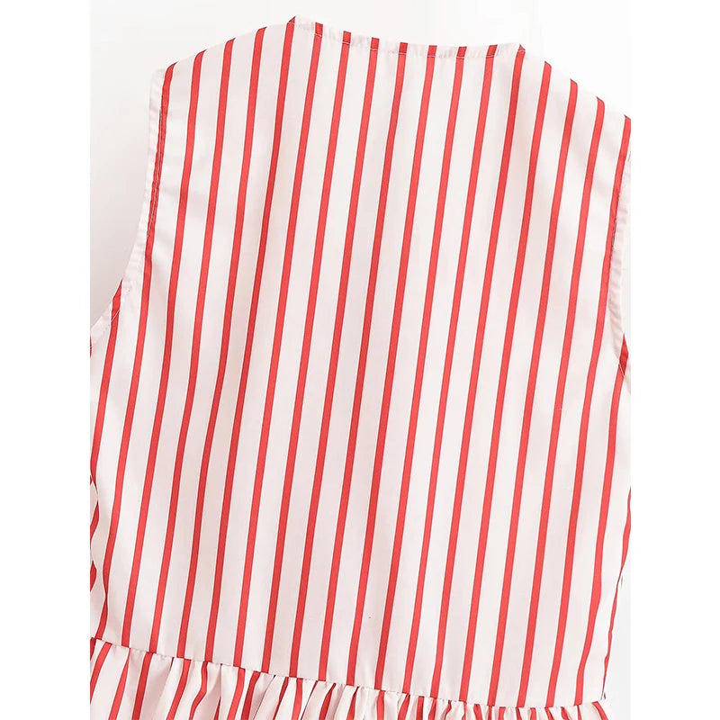 Women's Vertical Striped Sleeveless Blouse