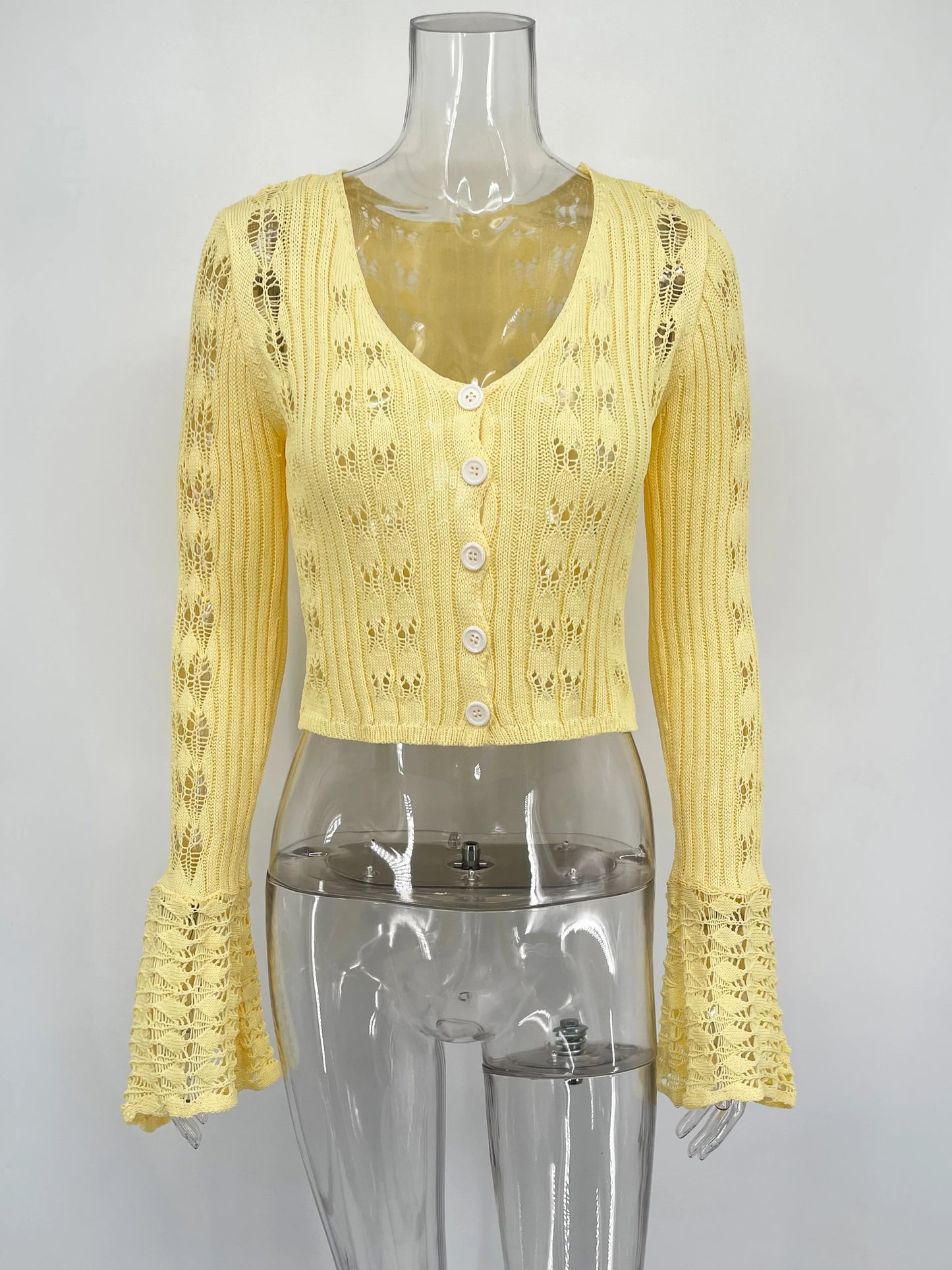 Y2K Hollow Knitted Long Sleeve Cardigan