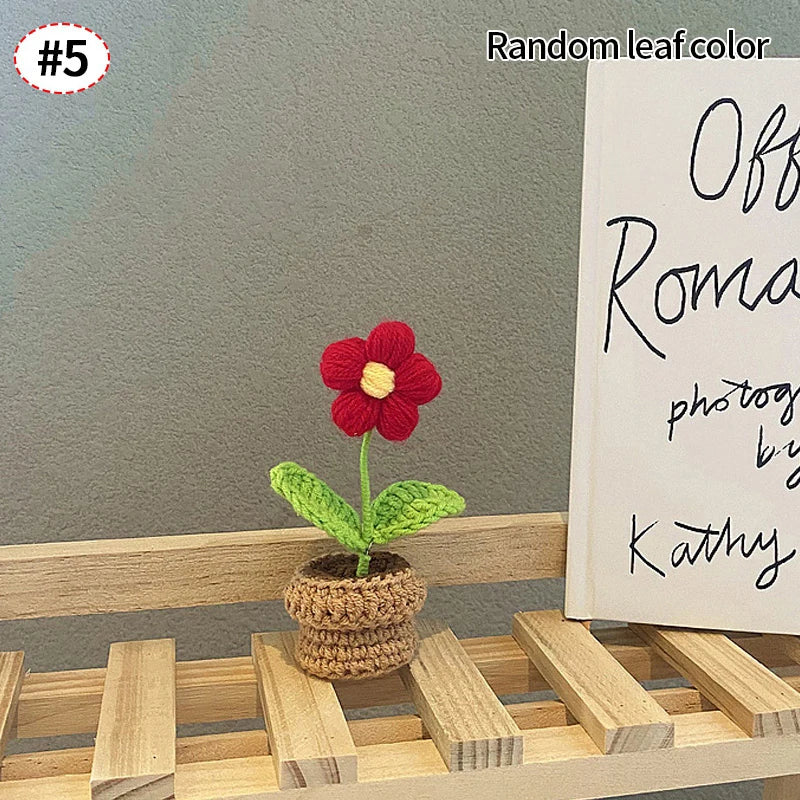 Crochet Knitted Potted Flowers Homemade